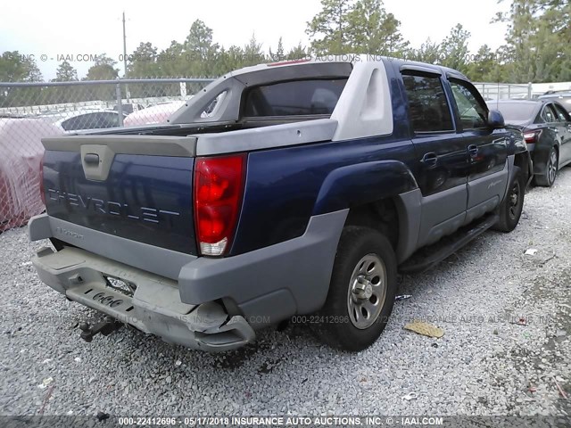 3GNEC13T72G341748 - 2002 CHEVROLET AVALANCHE C1500 BLUE photo 4