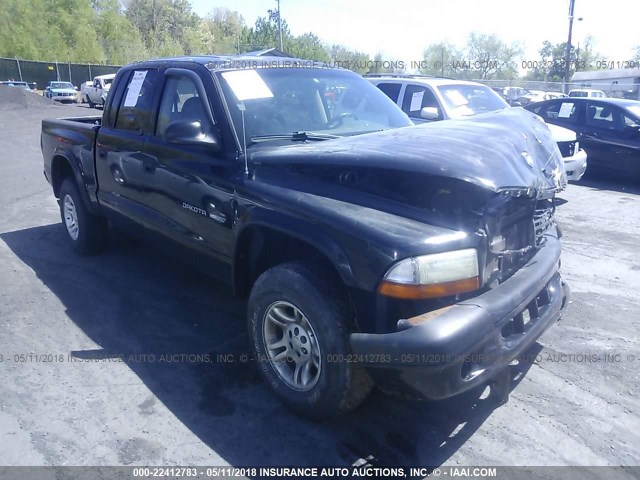 1B7HG38Z72S671255 - 2002 DODGE DAKOTA QUAD SPORT/QUAD R/T BLACK photo 1