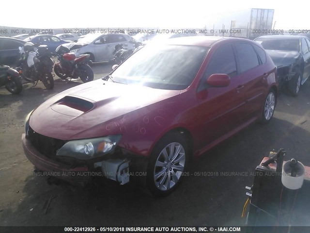 JF1GH75678H817675 - 2008 SUBARU IMPREZA WRX PREMIUM RED photo 2