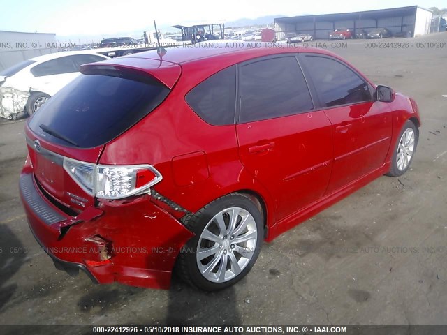 JF1GH75678H817675 - 2008 SUBARU IMPREZA WRX PREMIUM RED photo 4