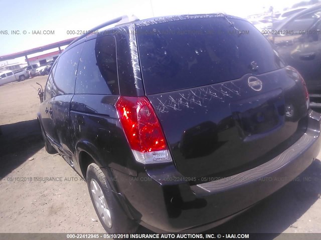 5N1BV28U35N114612 - 2005 NISSAN QUEST S/SE/SL BLACK photo 3