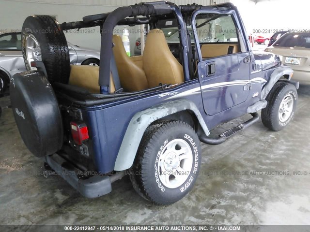 1J4FY29P0VP472433 - 1997 JEEP WRANGLER / TJ SE BLUE photo 4