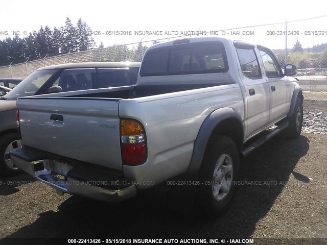 5TEGM92N32Z123651 - 2002 TOYOTA TACOMA DOUBLE CAB PRERUNNER SILVER photo 4