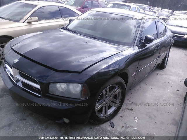 2B3KA53H46H114528 - 2006 DODGE CHARGER R/T BLACK photo 2