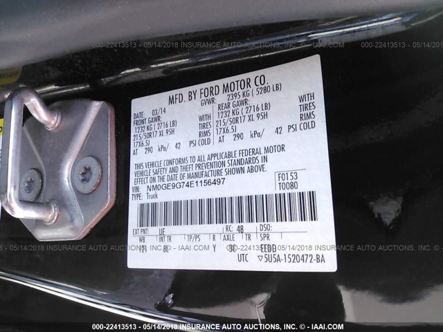 NM0GE9G74E1156497 - 2014 FORD TRANSIT CONNECT TITANIUM BLACK photo 9