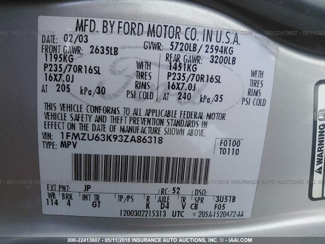 1FMZU63K93ZA86318 - 2003 FORD EXPLORER XLT/XLT SPORT/NBX SILVER photo 9