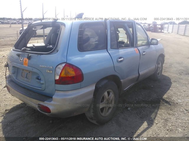 KM8SC13E53U547173 - 2003 HYUNDAI SANTA FE GLS/LX BLUE photo 4