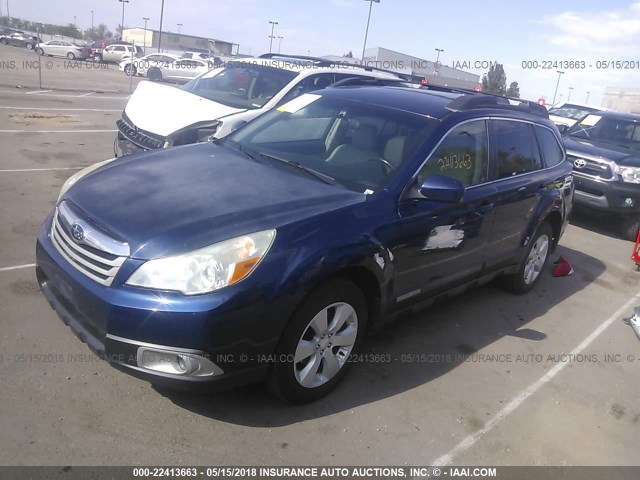 4S4BRCCC0A3351279 - 2010 SUBARU OUTBACK 2.5I PREMIUM BLUE photo 2