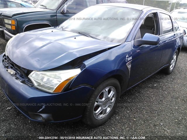 1FAHP35N08W261213 - 2008 FORD FOCUS SE/SEL/SES BLUE photo 2