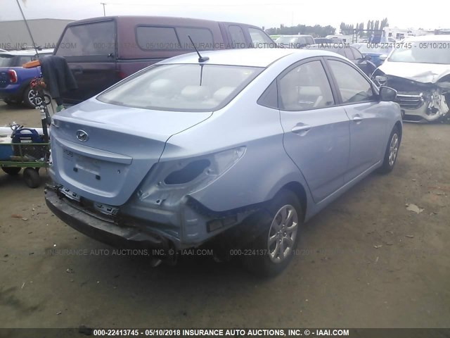 KMHCT4AE7DU387033 - 2013 HYUNDAI ACCENT GLS/GS BLUE photo 4