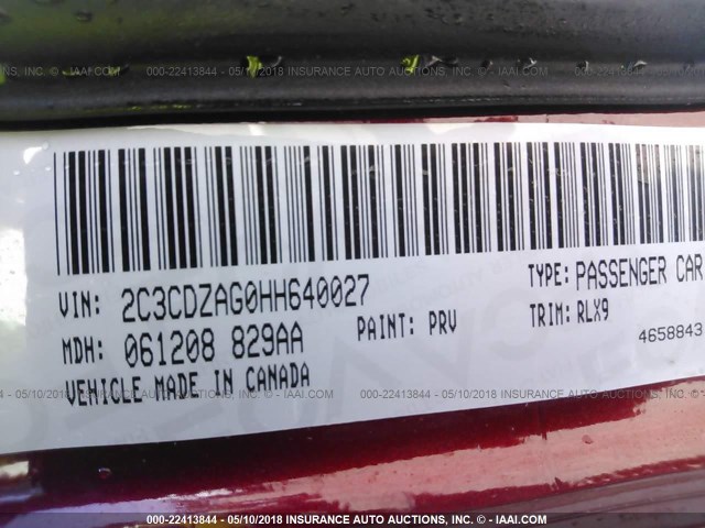 2C3CDZAG0HH640027 - 2017 DODGE CHALLENGER SXT RED photo 9