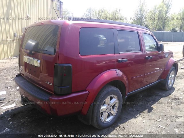 1D8GU58K57W577234 - 2007 DODGE NITRO SLT RED photo 4