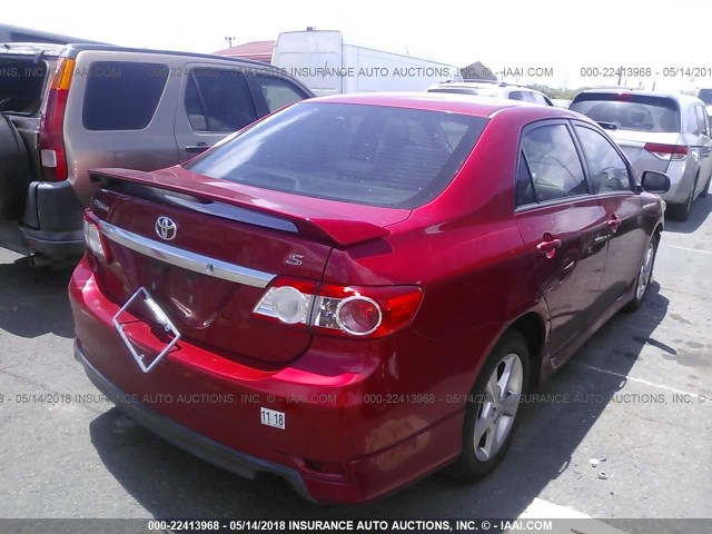 2T1BU4EE1BC696708 - 2011 TOYOTA COROLLA S/LE RED photo 4