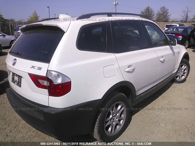 WBXPA73474WC35264 - 2004 BMW X3 2.5I WHITE photo 4