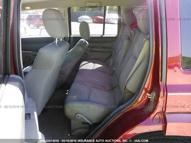 1J8HG48N86C188921 - 2006 JEEP COMMANDER BURGUNDY photo 8