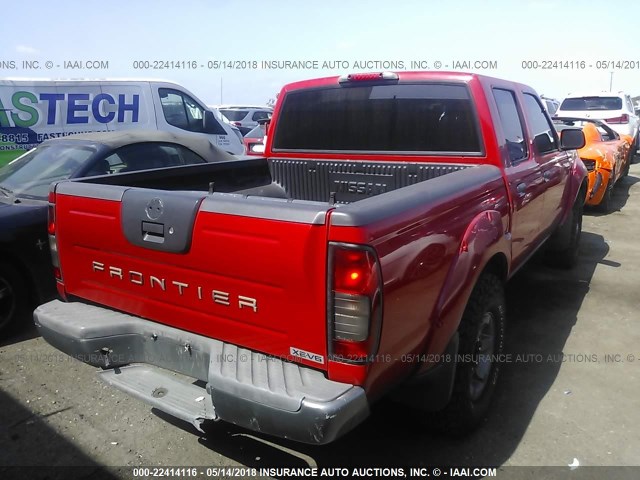 1N6ED27T94C405216 - 2004 NISSAN FRONTIER CREW CAB XE V6 RED photo 4