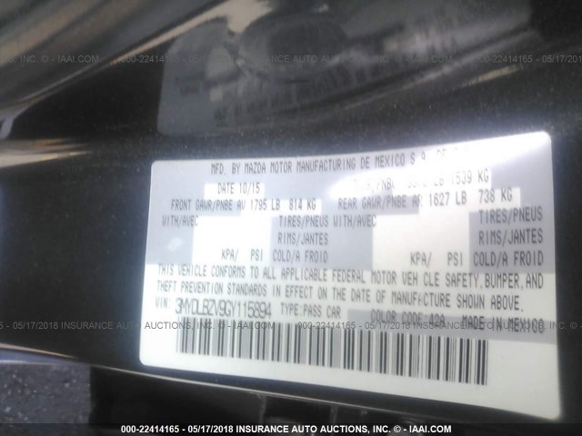 3MYDLBZV9GY115894 - 2016 TOYOTA SCION IA GRAY photo 9