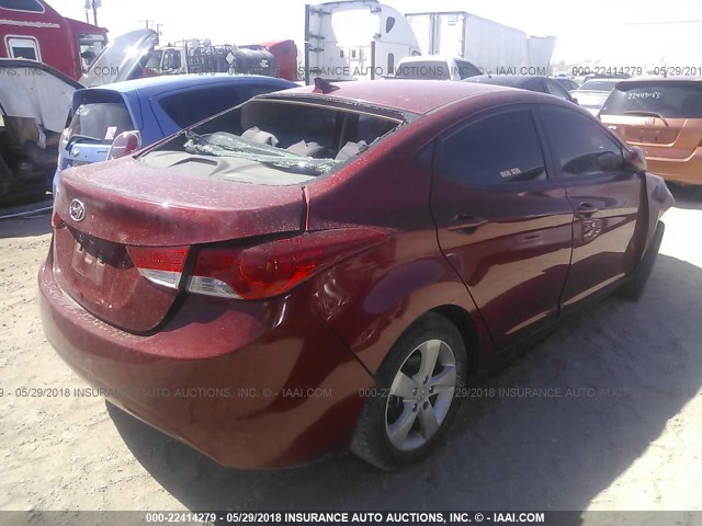 KMHDH4AE8CU207207 - 2012 HYUNDAI ELANTRA GLS/LIMITED BURGUNDY photo 4