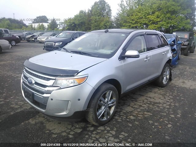 2FMDK4KC7DBB81852 - 2013 FORD EDGE LIMITED SILVER photo 2