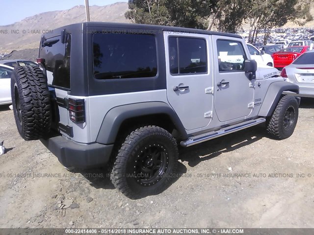 1J4BA3H19BL586164 - 2011 JEEP WRANGLER UNLIMITE SPORT GRAY photo 4