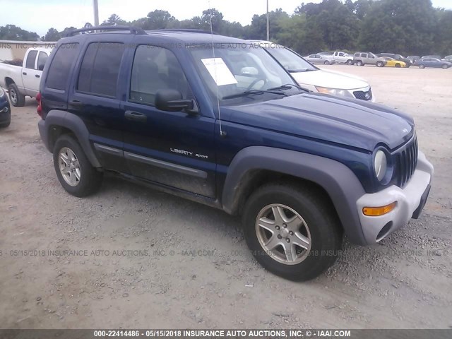 1J4GL48KX3W599844 - 2003 JEEP LIBERTY SPORT/FREEDOM BLUE photo 1