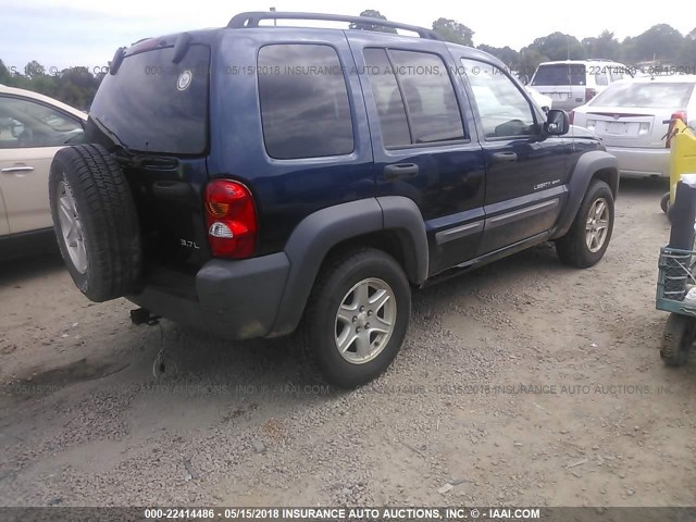 1J4GL48KX3W599844 - 2003 JEEP LIBERTY SPORT/FREEDOM BLUE photo 4