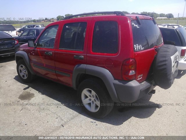 1J8GL48K94W266115 - 2004 JEEP LIBERTY SPORT 红色 照片 3