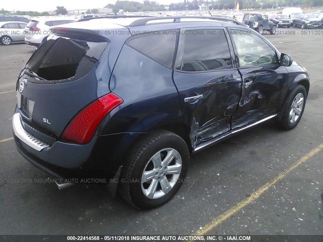 JN8AZ08T77W509992 - 2007 NISSAN MURANO SL/SE/S BLUE photo 4