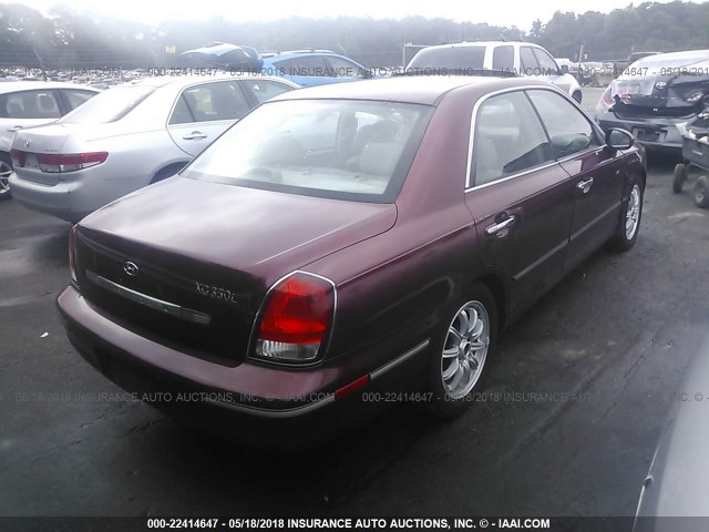 KMHFU45E02A174329 - 2002 HYUNDAI XG 350 BURGUNDY photo 4