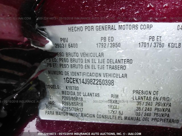 1GTEK19057Z595779 - 2007 GMC NEW SIERRA K1500 MAROON photo 9