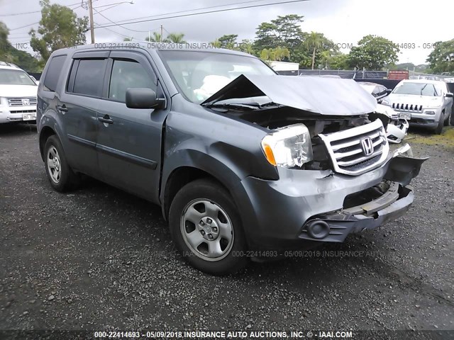 5FNYF3H27CB017795 - 2012 HONDA PILOT LX GRAY photo 1