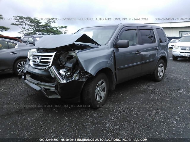 5FNYF3H27CB017795 - 2012 HONDA PILOT LX GRAY photo 2