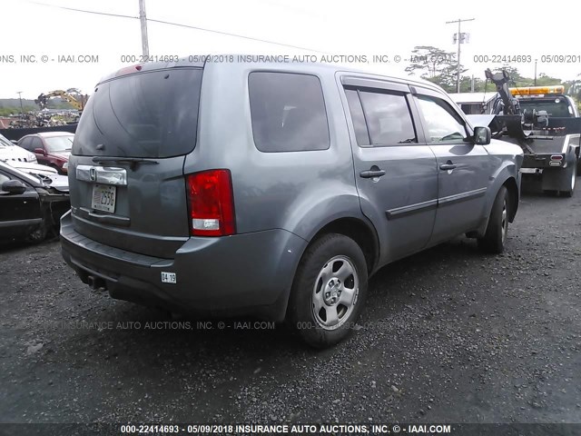 5FNYF3H27CB017795 - 2012 HONDA PILOT LX GRAY photo 4