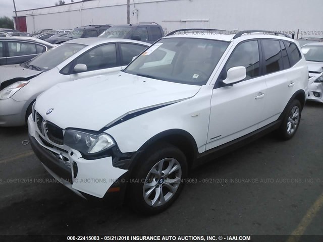 WBXPC9C41AWJ39547 - 2010 BMW X3 XDRIVE30I WHITE photo 2