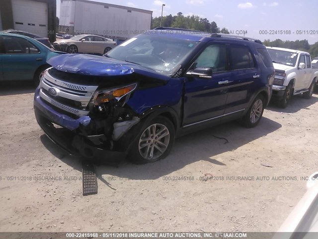 1FM5K7D82DGB42240 - 2013 FORD EXPLORER XLT BLUE photo 2