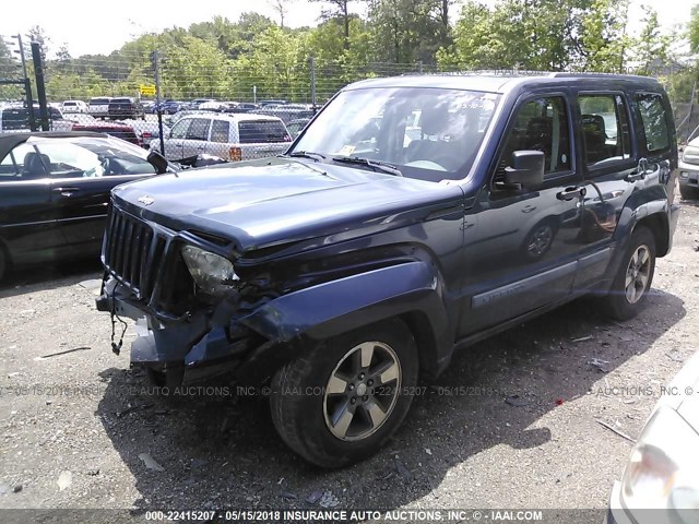 1J8GP28K38W224862 - 2008 JEEP LIBERTY SPORT BLUE photo 2