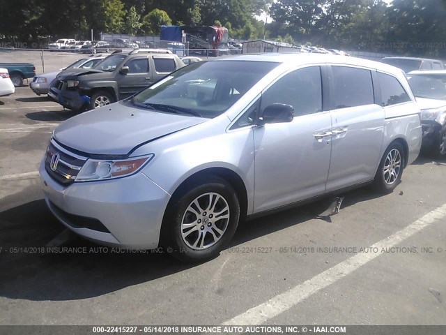 5FNRL5H61BB103310 - 2011 HONDA ODYSSEY EXL SILVER photo 2