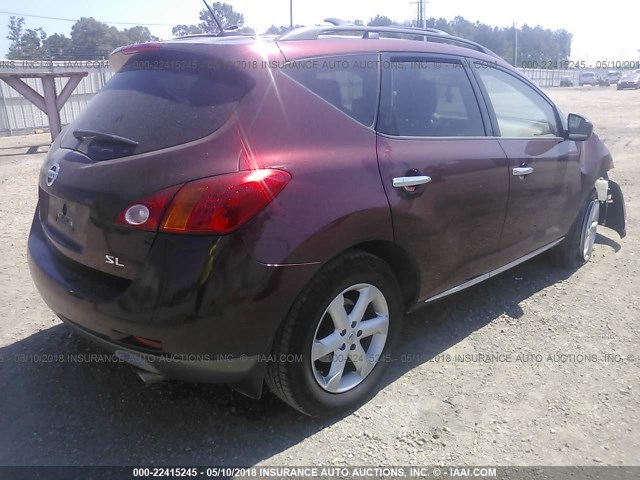 JN8AZ18U09W025793 - 2009 NISSAN MURANO S/SL MAROON photo 4