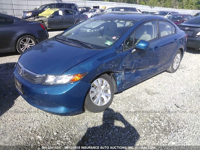 19XFB2F59CE352623 - 2012 HONDA CIVIC LX BLUE photo 2