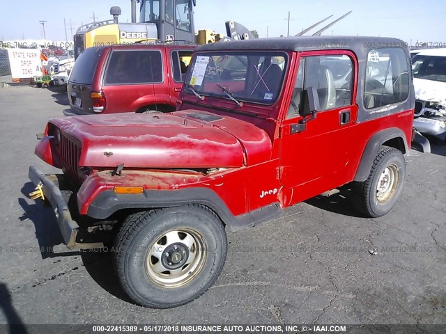 1J4FY29SXRP432807 - 1994 JEEP WRANGLER / YJ SE RED photo 2