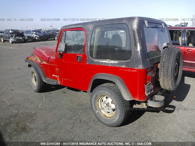 1J4FY29SXRP432807 - 1994 JEEP WRANGLER / YJ SE RED photo 3