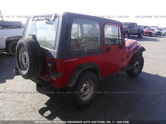 1J4FY29SXRP432807 - 1994 JEEP WRANGLER / YJ SE RED photo 4