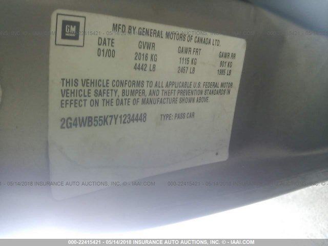 2G4WB55K7Y1234448 - 2000 BUICK REGAL LS 金色 照片 9