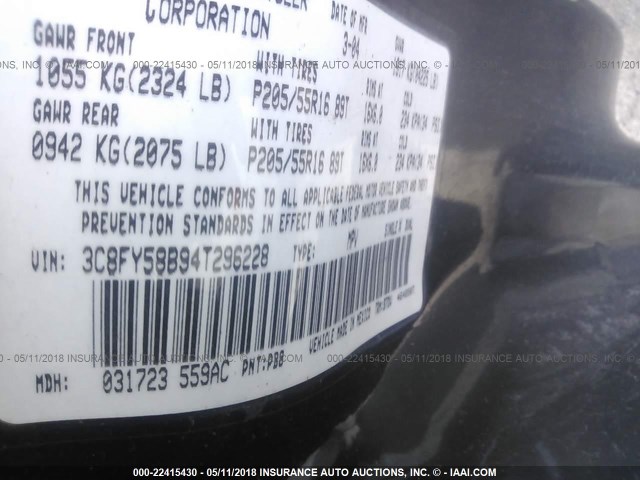 3C8FY58B94T296228 - 2004 CHRYSLER PT CRUISER TOURING BLUE photo 9