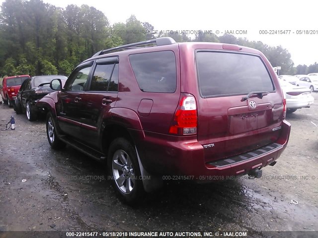 JTEBU17R378104917 - 2007 TOYOTA 4RUNNER LIMITED MAROON photo 3