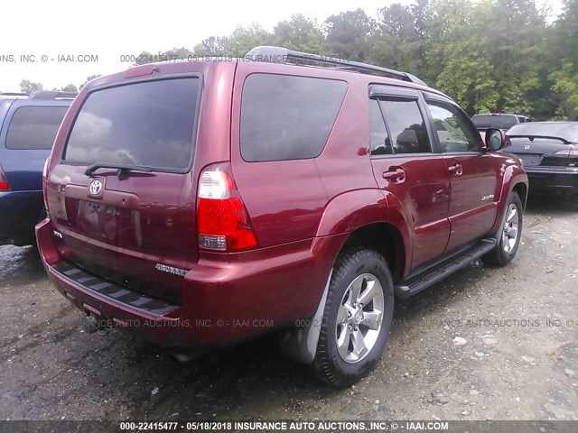 JTEBU17R378104917 - 2007 TOYOTA 4RUNNER LIMITED MAROON photo 4