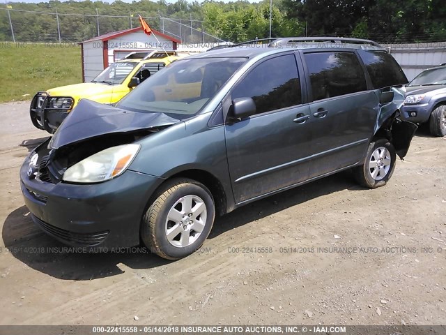 5TDZA23C65S301169 - 2005 TOYOTA SIENNA CE/LE GREEN photo 2