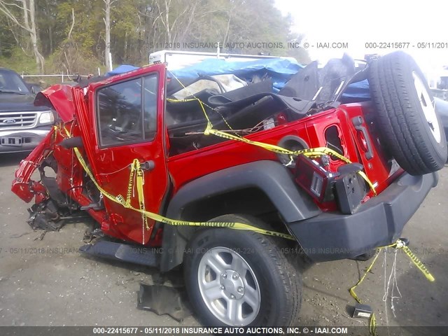 1C4BJWDG6EL155447 - 2014 JEEP WRANGLER UNLIMITE SPORT RED photo 3