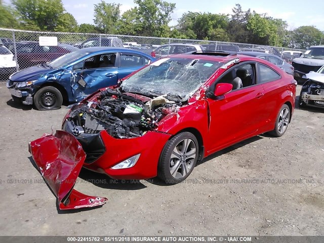 KMHDH6AEXDU012349 - 2013 HYUNDAI ELANTRA COUPE GS/SE RED photo 2