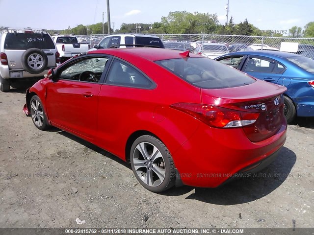 KMHDH6AEXDU012349 - 2013 HYUNDAI ELANTRA COUPE GS/SE RED photo 3